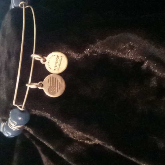 Alex and Ani bangles bracelet blue beaded with a Celtic knot design bead. - Picture 2 of 6